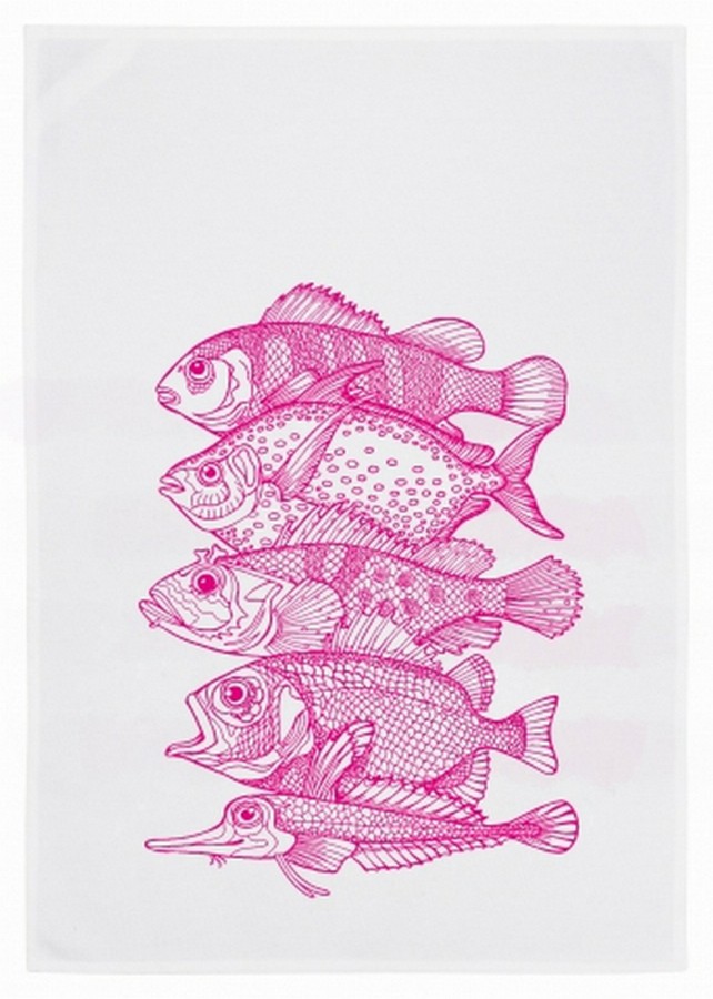 weiss, neon pink/ Fische