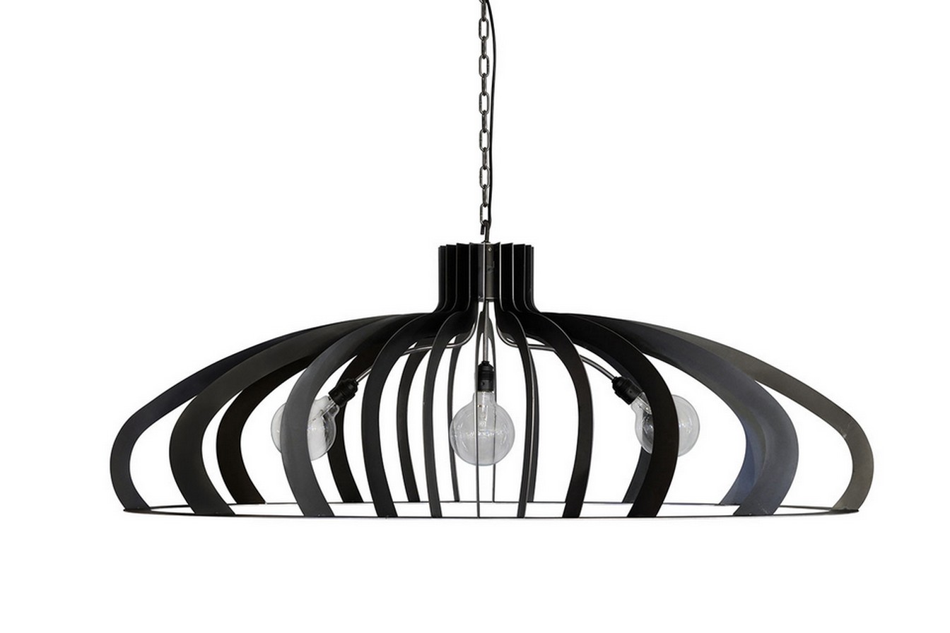 Deckenlampe oval Metall schwarz 140 cm