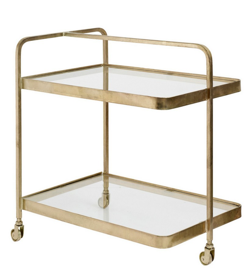 Beisteller Trolley Metall Bronze Glas 75*50*70 cm