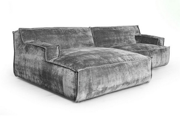 Ecksofa Plantes Cord silber 