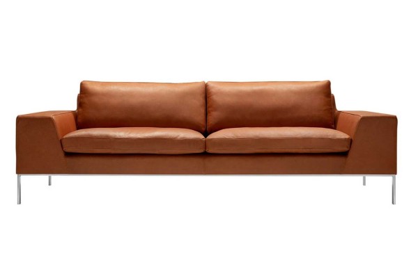 Ledersofa Justin Luxus 3 Sitzer cognac