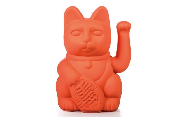 Winkekatze Lucky Cat neonorange matt