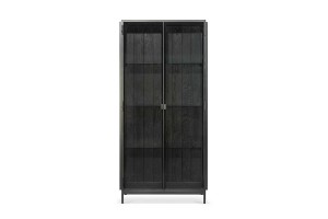 Vitrinenschrank Anders Metall Glas schwarz H 180 cm