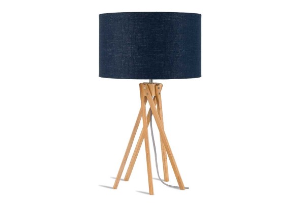 Tischlampe Kilimanjaro Bambus Textil blau