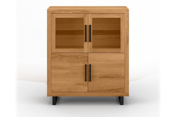 Highboard Nature mit Glas Eiche H 140 cm