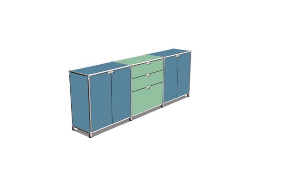 Sideboard System 180 blau-grün B 219 cm