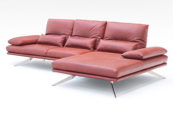 Ecksofa Phoebe Leder rot