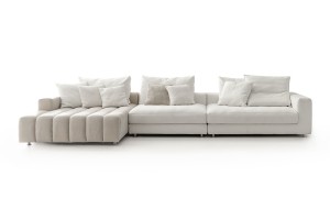 Ecksofa Bella Leder und Stoff beige