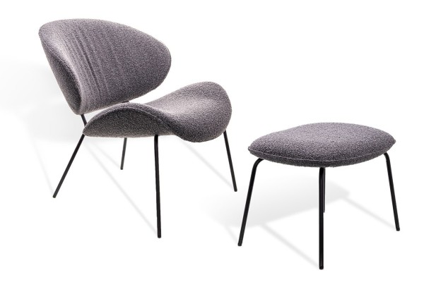 Fußhocker Alvaro Lounge Bouclé grau