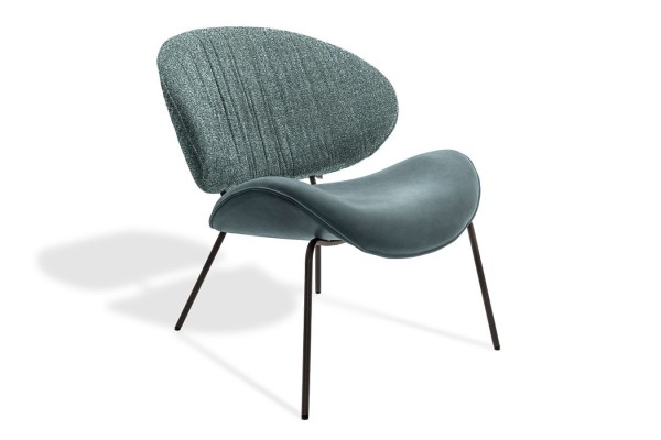 Sessel Alvaro Lounge Stoff-Leder Mixc blau