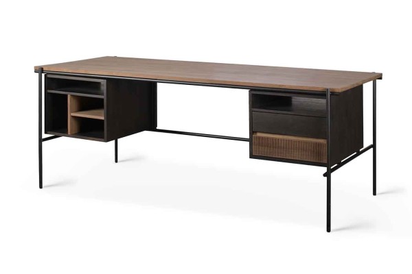 Schreibtisch Oscar Teak Metall B 200 cm