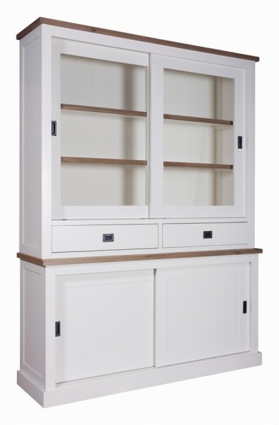 Vitrinenschrank Kubic Vollholz weiss 