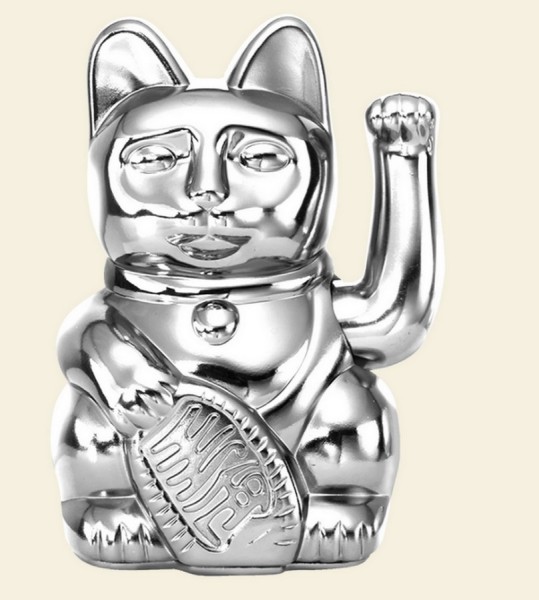 Winkekatze Lucky Cat Cosmic shiny silber