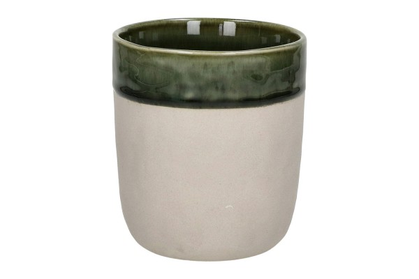 Becher Spiro grün beige D 8 cm