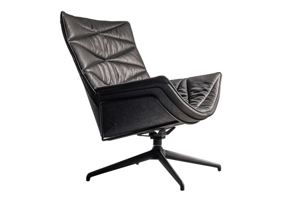 Drehsessel Nest Pure Lounge Leder schwarz