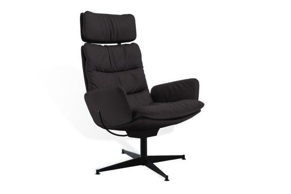 Sessel Arva Lounge Leder schwarz drehbar