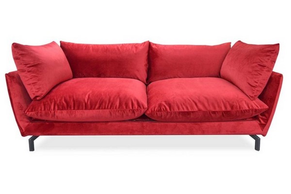 Sofa Donna 2 Sitzer Samtstoff rot