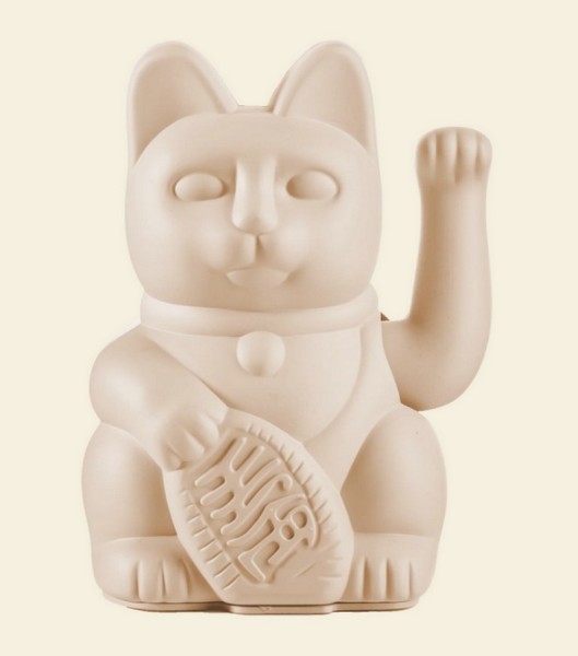 Winkekatze Lucky Cat matt beige