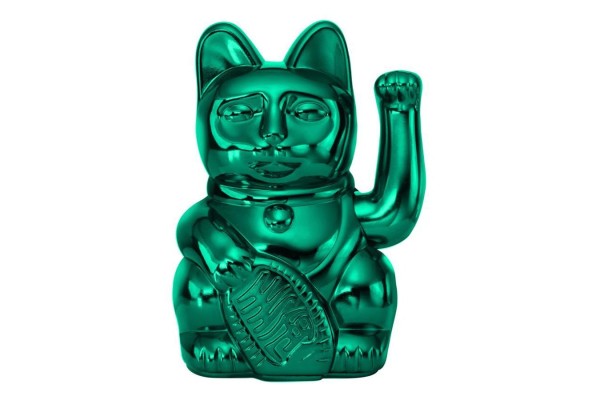 Winkekatze Lucky Cat Cosmic shiny grün