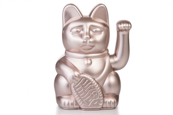 Winkekatze Lucky Cat matt rosegold