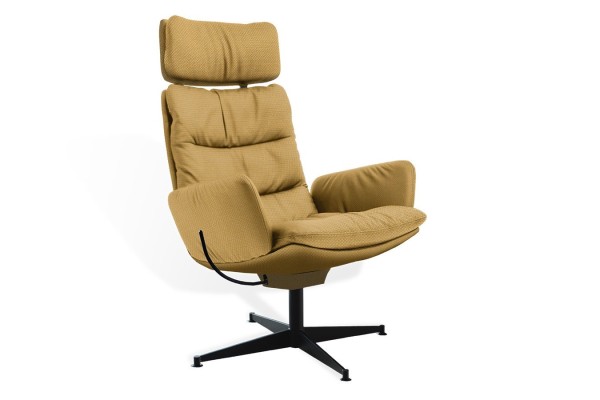 Sessel Arva Lounge Stoff gold drehbar