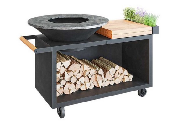 Ofyr Grill Island Black 100 PRO Teakholz