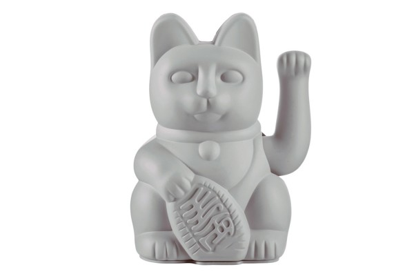 Winkekatze Lucky Cat matt grau