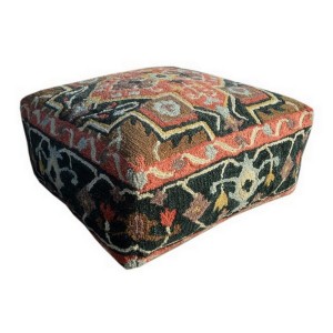 Sitzpouf Wolle blau orange 60 x 60 cm