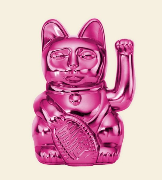 Winkekatze Lucky Cat shiny pink