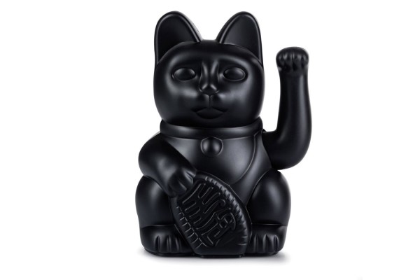 Winkekatze Lucky Cat schwarz matt