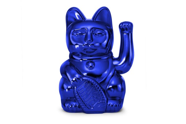 Winkekatze Lucky Cat Cosmic shiny blau