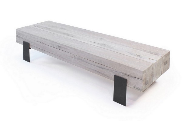 Couchtisch Beam Eiche Massivholz weiss