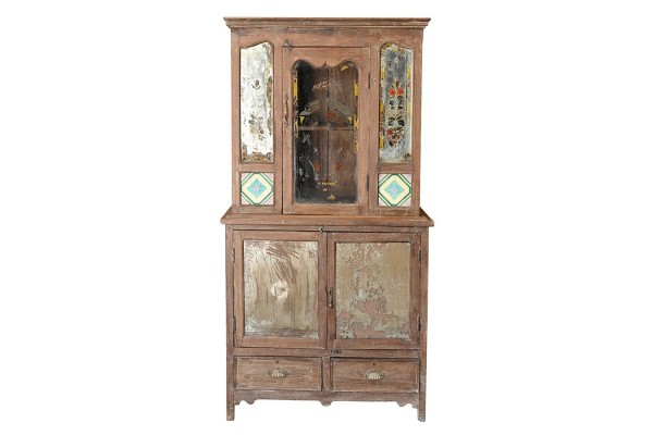 Vitrinenschrank Dutch Style mit Kacheln natur